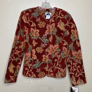 VINTAGE Lindsey Scott Blazer Wine Mauve Tapestry Floral Single Breasted Small